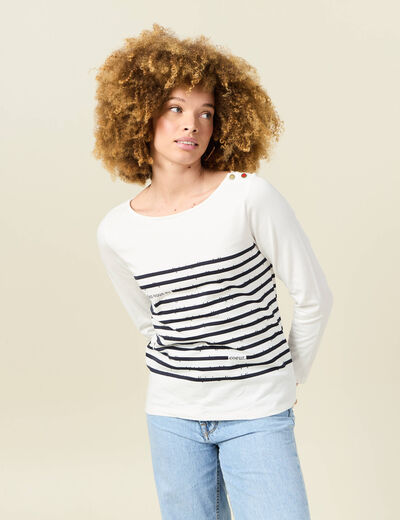 T-shirt manches longues ecru femme
