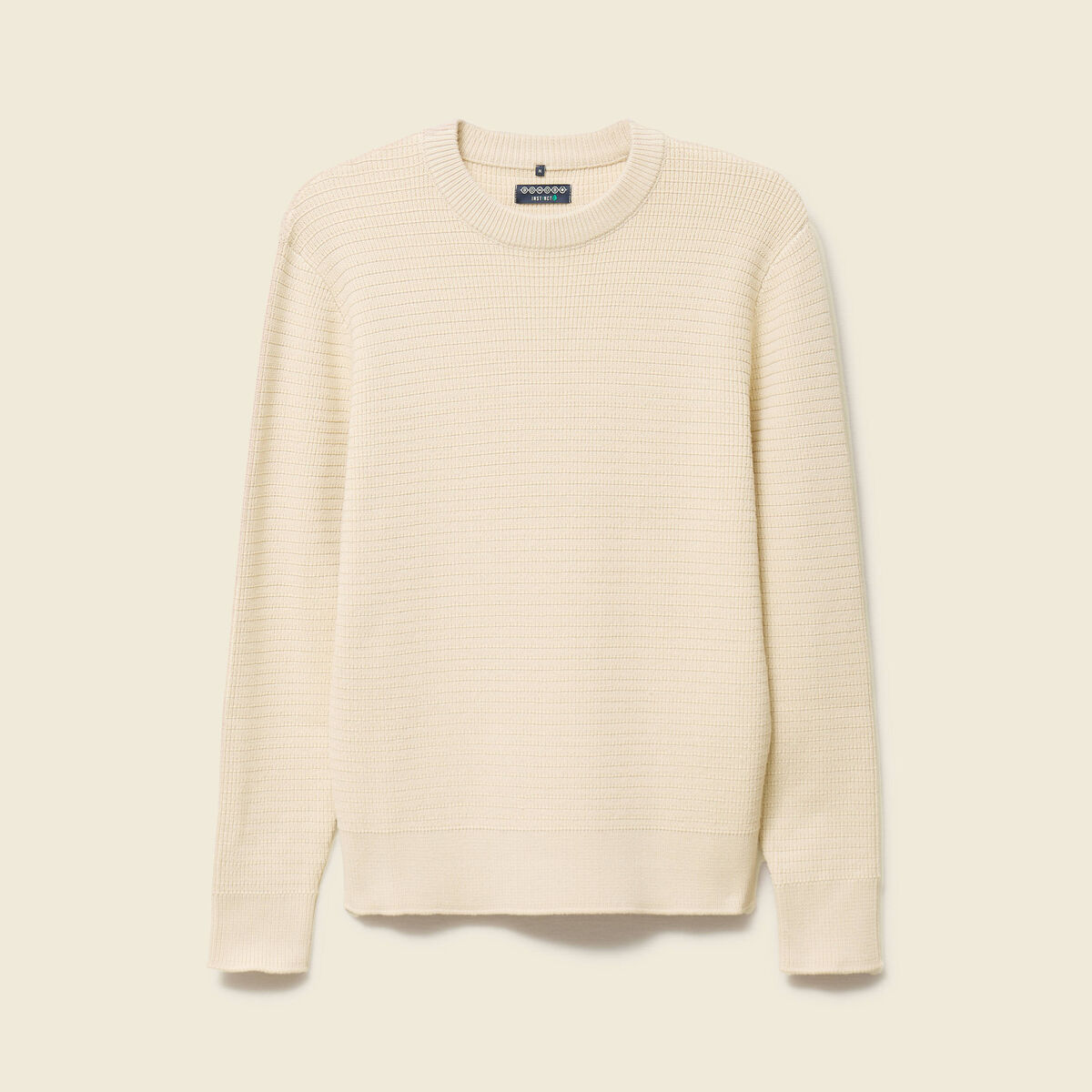 Pull col rond manches longues sable homme