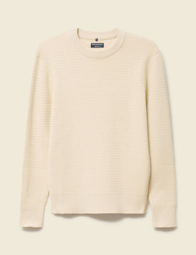 Pull col rond manches longues sable homme