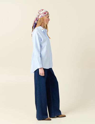 Chemise manches longues bleu ciel femme