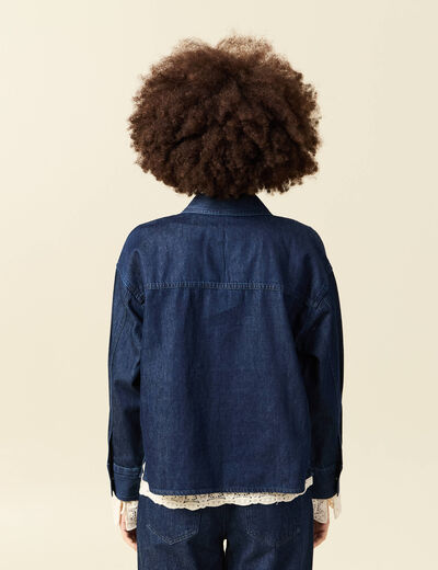 Chemise oversize en coton denim stone femme