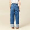 Jeans wide large taille haute denim stone femme
