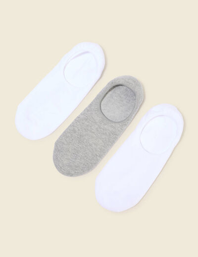 Lot de 3 paires chaussettes invisibles blanc homme