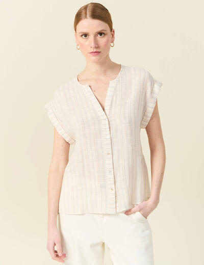 Chemise manches courtes creme femme