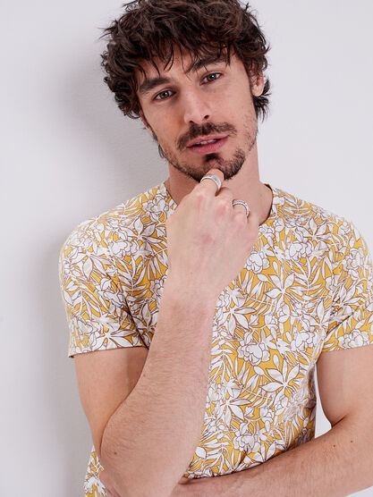 T shirt manches courtes jaune homme