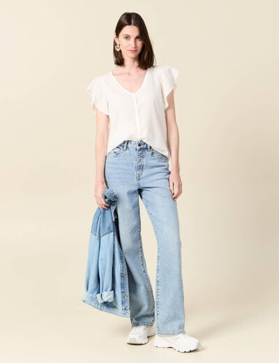 Blouse manches courtes blanc femme