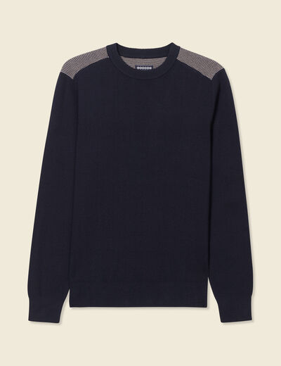 Pull manches longues bleu marine homme