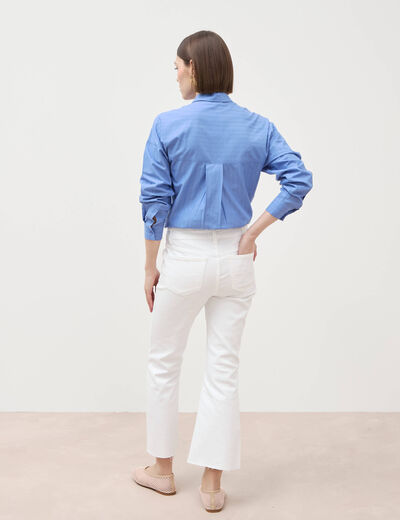Jeans bootcut cropped taille bascul&eacute;e denim blanc femme