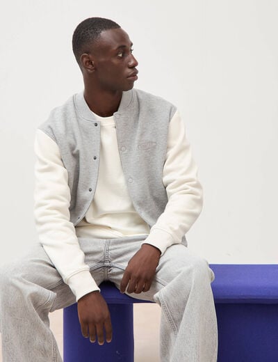 Sweat manches longues brod&eacute; gris clair homme