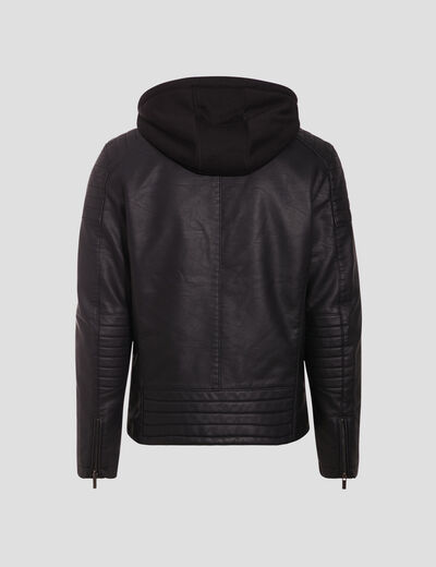 Veste droite avec capuche noir homme