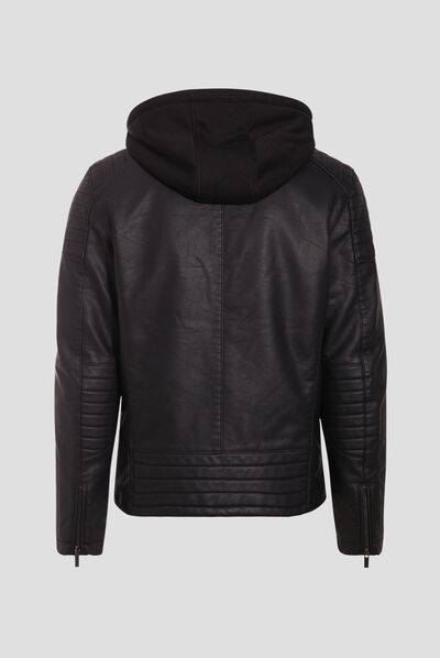 Veste droite avec capuche noir homme