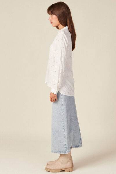 Chemise manches longues ecru femme