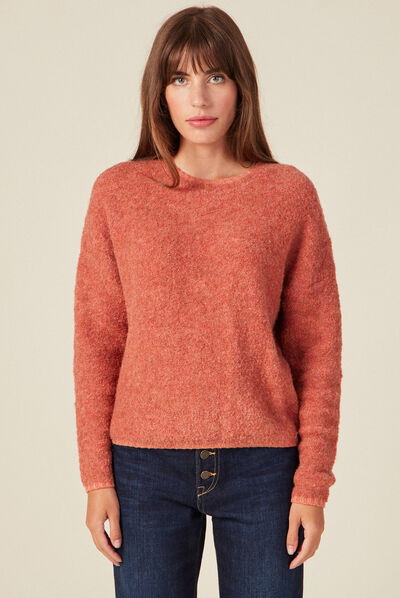 Pull éco-responsable orange foncé femme