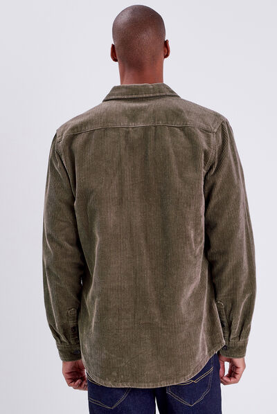Surchemise manches longues taupe homme