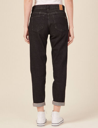 Jeans girlfriend 5 poches denim gris femme