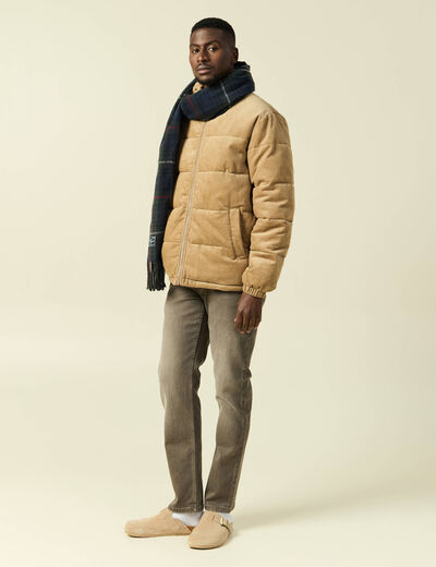 Doudoune col montant manches longues beige homme