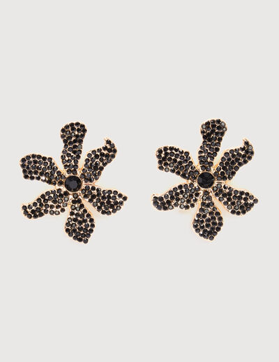 Boucles d'oreilles avec strass noir femme