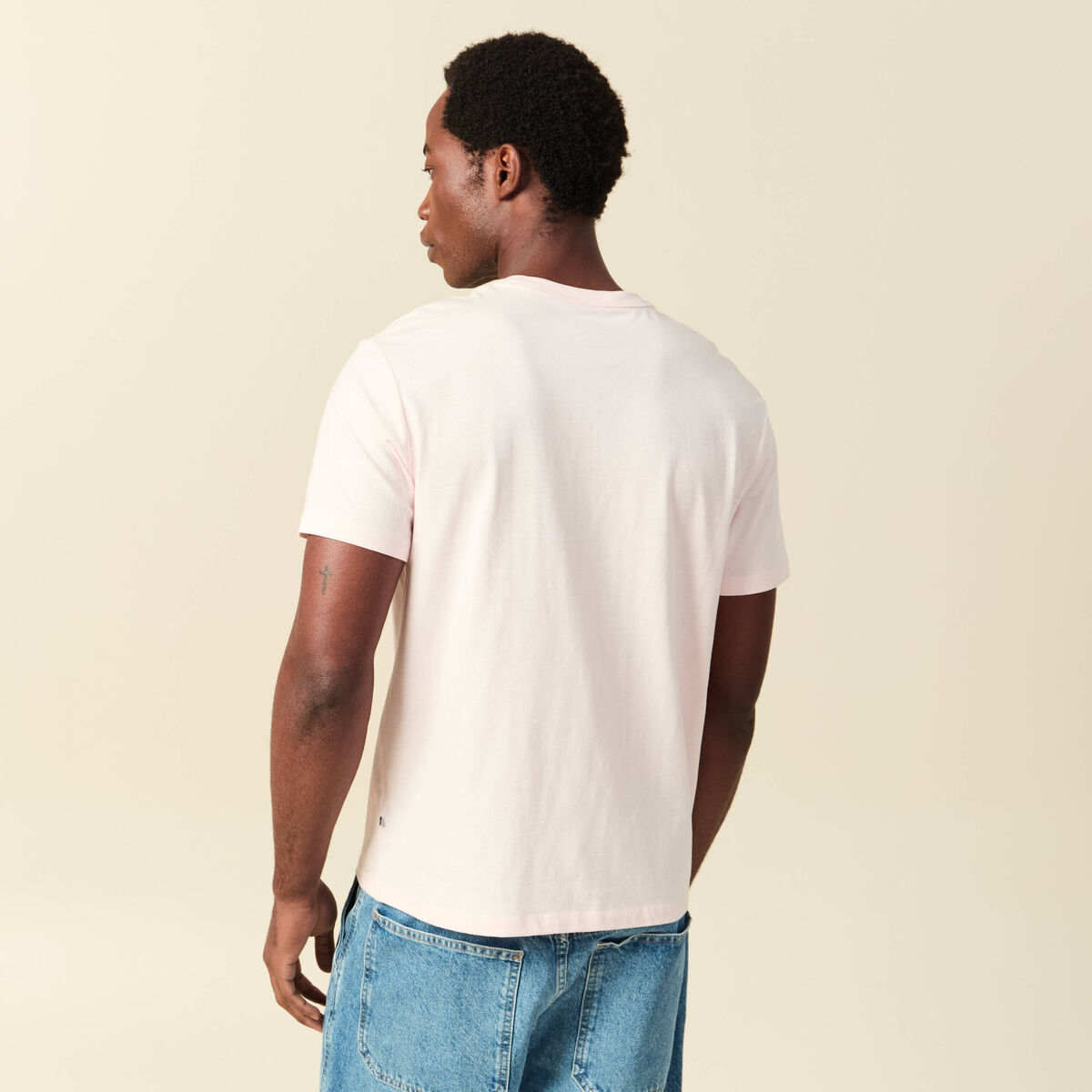 T-shirt en coton manches courtes rose clair homme