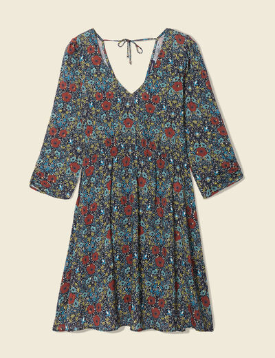 Robe trapèze manches 3/4 noir femme