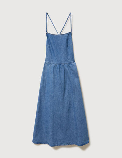 Robe bretelle en jeans col rond denim used femme