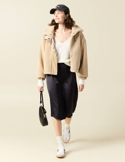 Pull manches longues ecru femme
