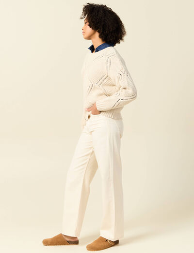 Pull manches longues ecru femme