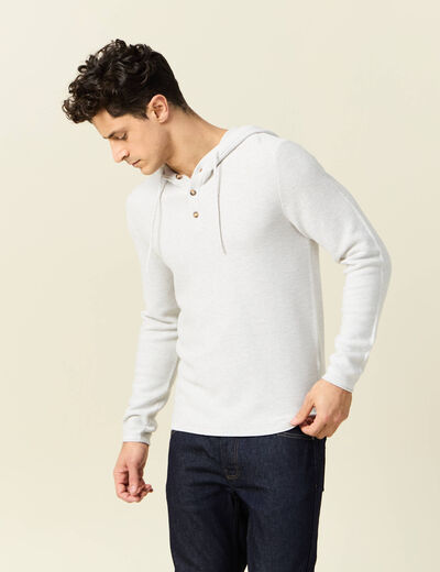Pull à capuche ecru homme