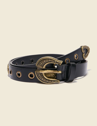 Ceinture large en pu noir femme