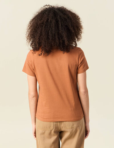 T-shirt éco-responsable marron cognac femme