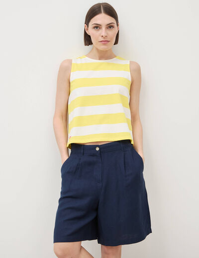Short taille haute bleu marine femme
