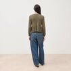Pull col rond manches longues vert kaki femme