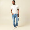 Jeans straight longueur 32 en coton denim stone homme