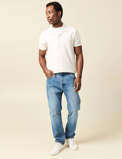 Jeans straight longueur 32 en coton denim stone homme
