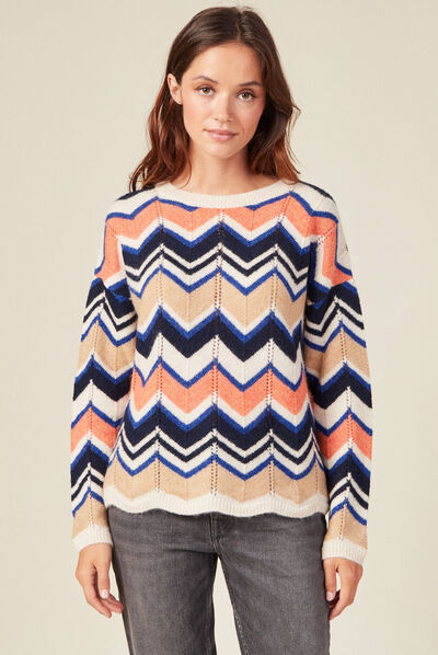 Pull manches longues bleu electrique femme