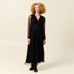 Robe manches longues en voile doubl&eacute;e noir femme