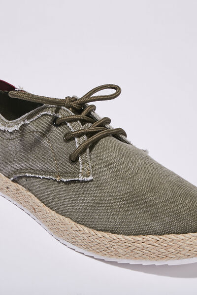 Espadrilles plates vert kaki homme