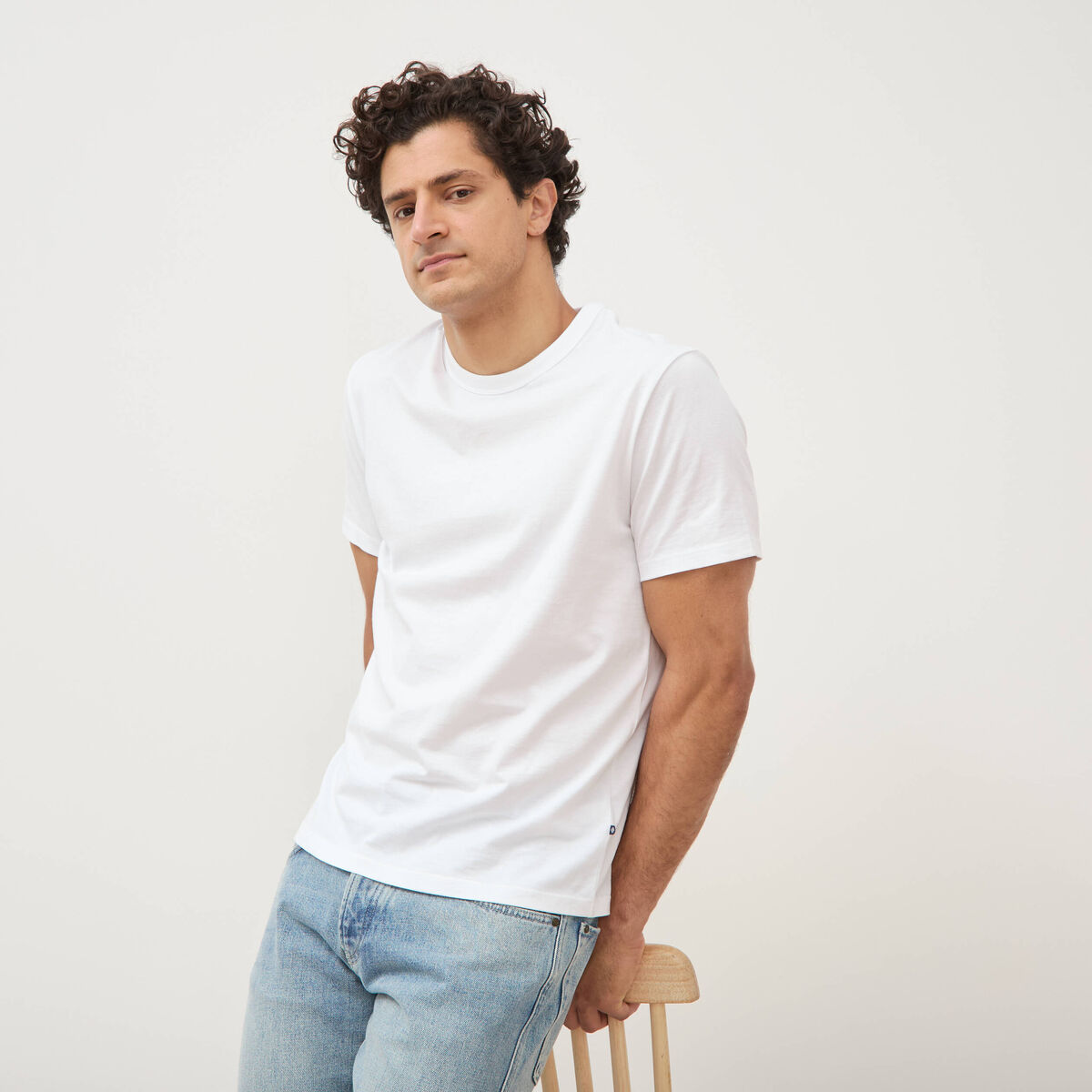 T-shirt en coton manches courtes blanc homme