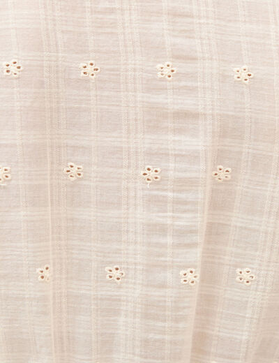Top col v sans manches en coton creme femme