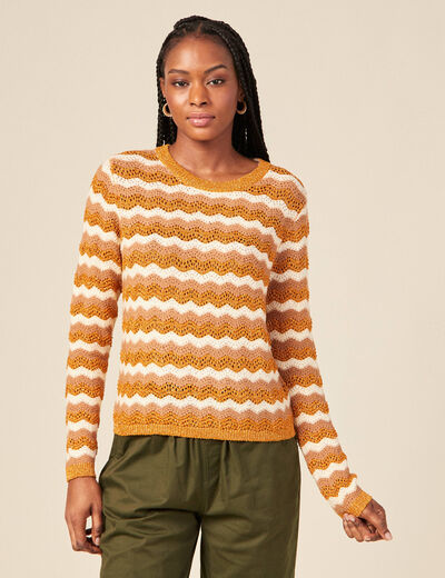 Pull ajouré éco-responsable rouge foncé femme