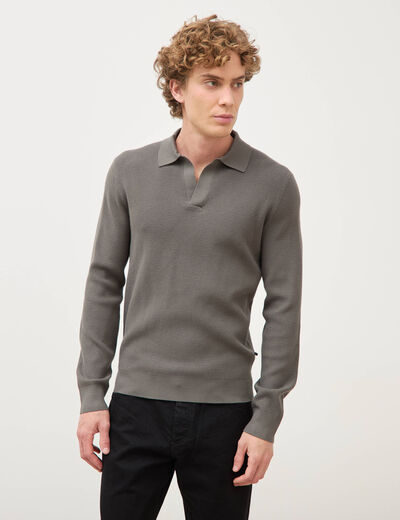 Pull manches longues vert fonc&eacute; homme