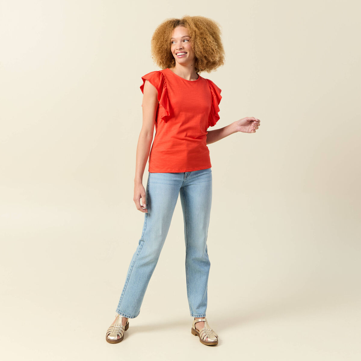 Débardeur sans manches orange foncé femme