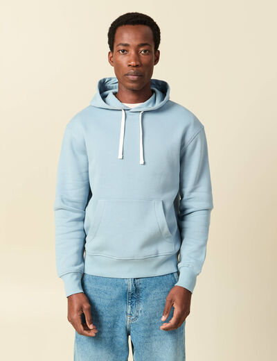Sweat &agrave; capuche bleu clair homme