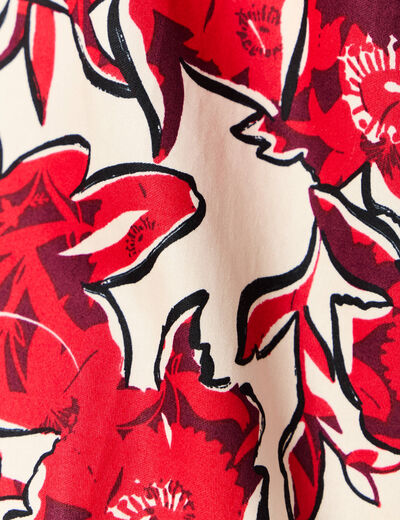 Blouse manches 3/4 rouge femme