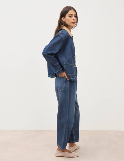 Veste en jeans manches longues denim brut clean femme
