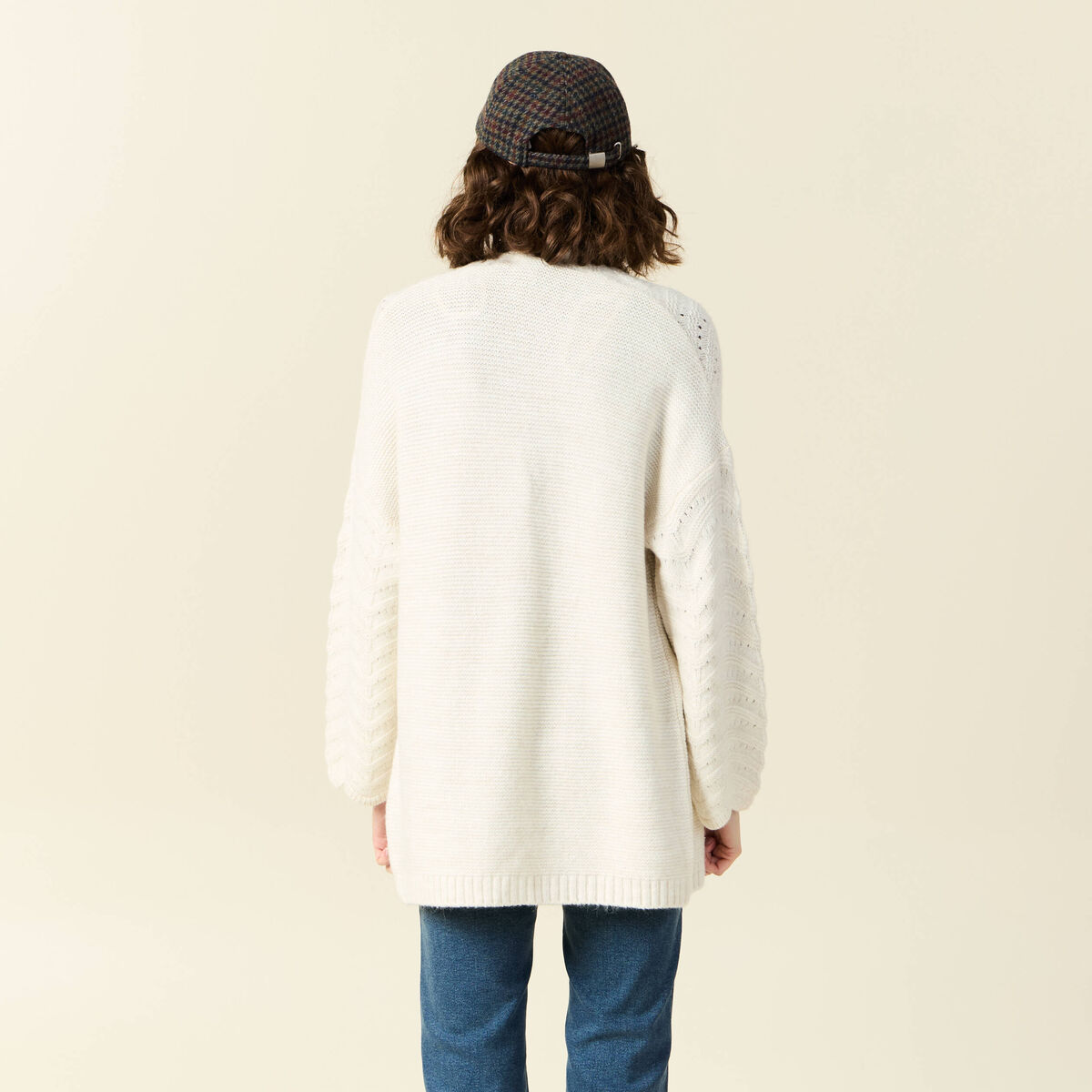 Gilet manches longues ecru femme