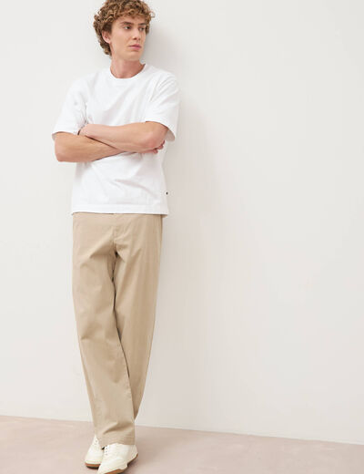 Pantalon coupe large beige homme