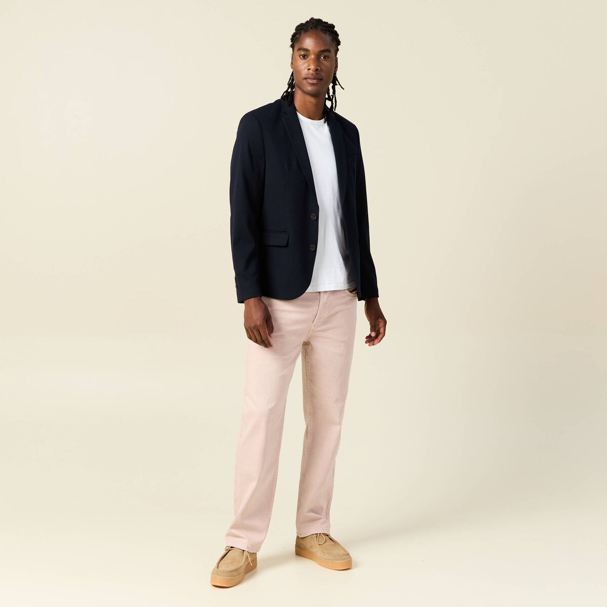 Jeans relax 5 poches rose homme