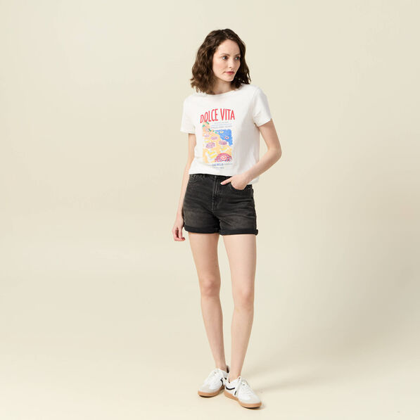 T-shirt manches courtes ecru femme