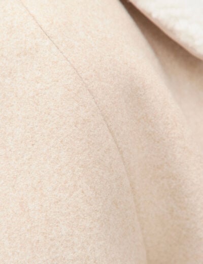 Blouson court oversize col sherpa creme femme