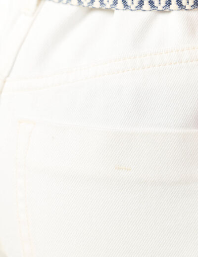 Short boyfriend ceinturé jean denim blanc femme